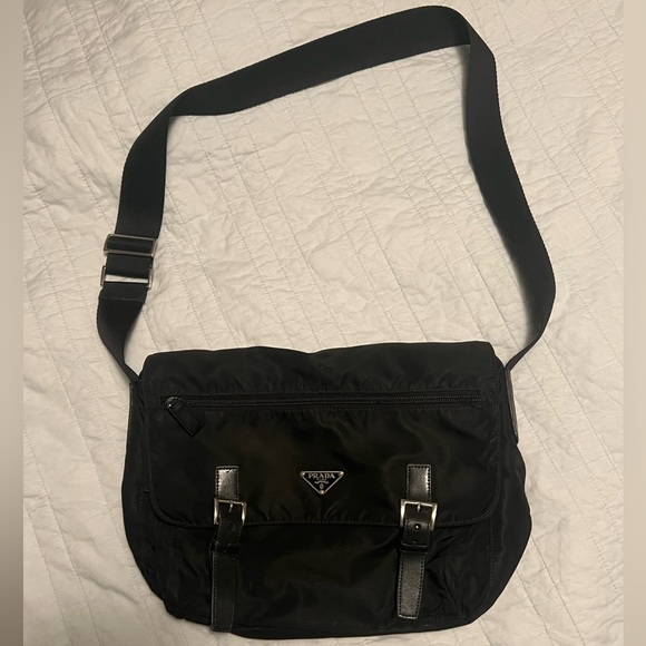 Authentic PRADA Nylon Black Messenger Bag - Picture 1 of 9